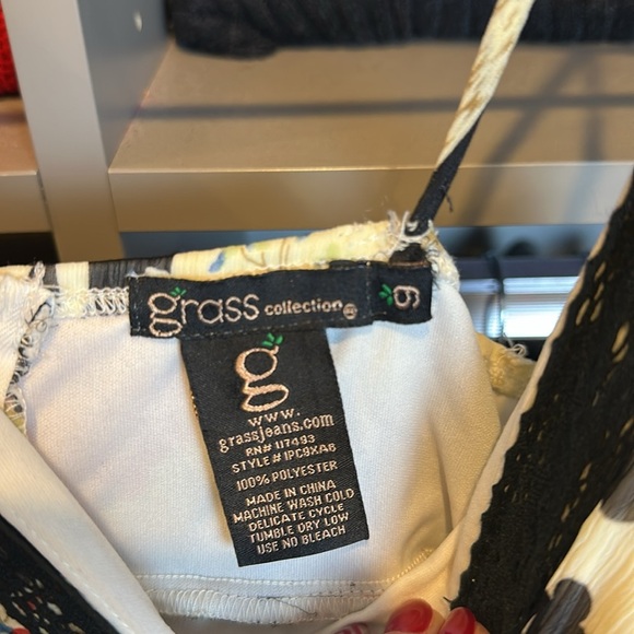 Grass Collection black/ivory/multicolor patchwork padded bust midi dress size 9 - Picture 2 of 3